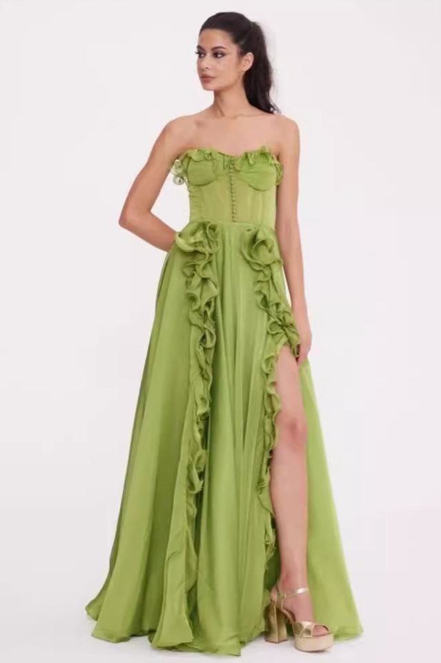 Women's Colombine Strapless Ruffle Maxi Dress