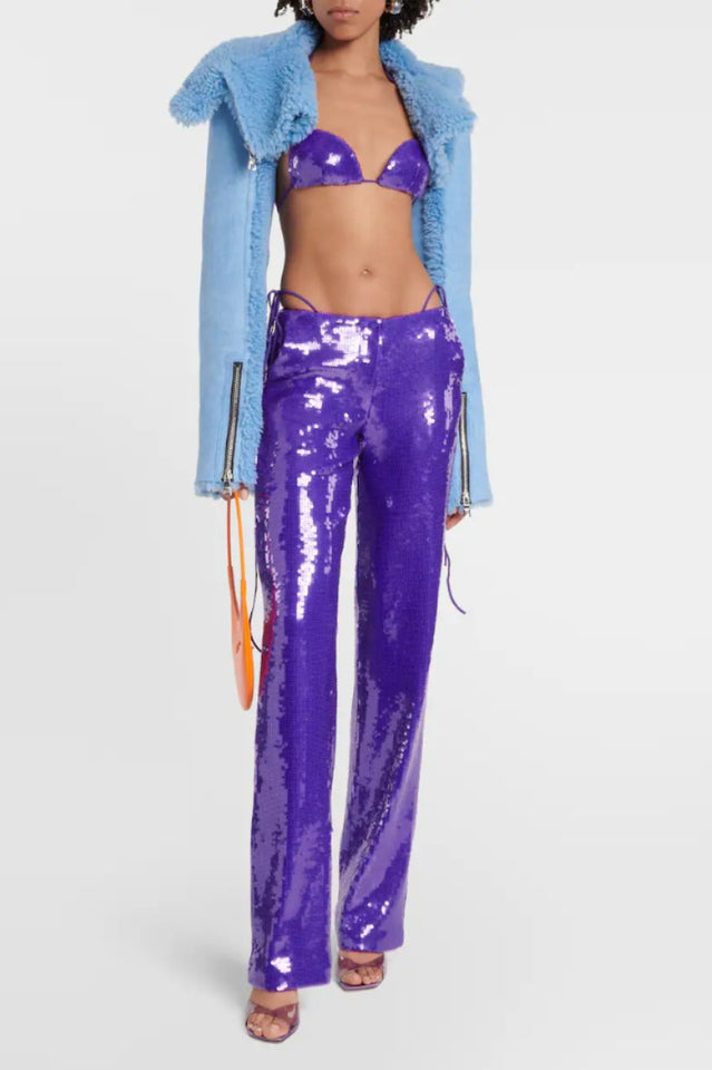 Women's Likan Crop Top Sequin Pants Set