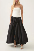 Women's Strapless Ruched Puff Maxi Dress