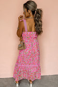 Women's Floral Lace Tied Strap Maxi Dress
