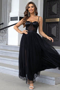 Women's Spaghetti Straps A Line Prom Dress Black