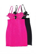 Women's Heart Embellished Mini Dress Hot Pink