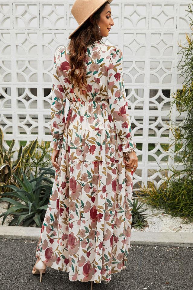 Women's Abstract Art Tiered Maxi Dress