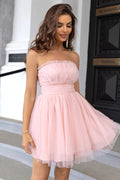 Women's Strapless A Line Tulle Homecoming Dress