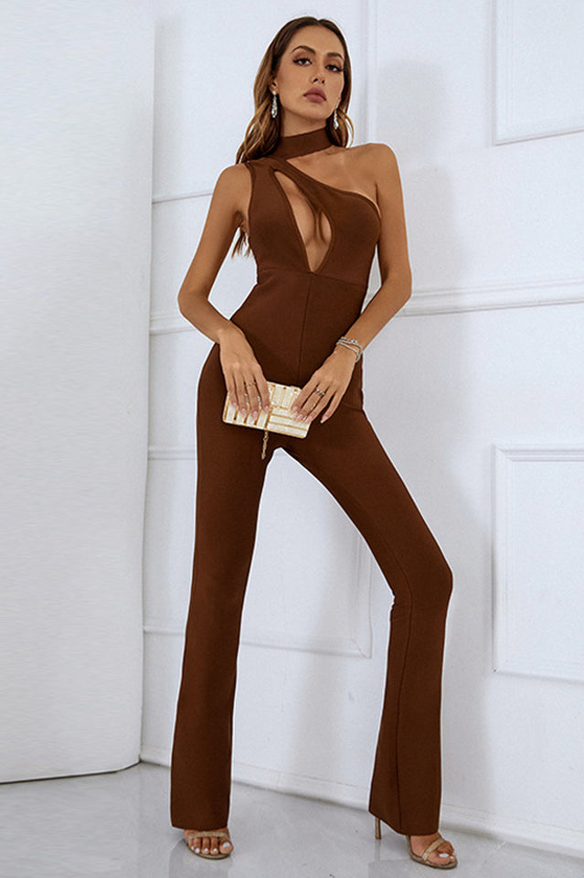 Women's Babara One Shoulder Jumpsuit Coffee