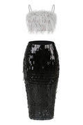 Women's Aleyna Feather Top + Sequin Skirt Set