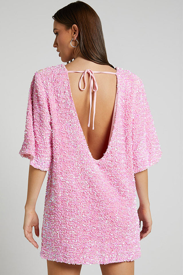 Women's Velour Sequins Mini Dress