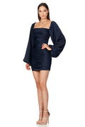Women's Glossy Satin Square Neck Mini Dress