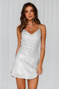 Women's Shimmy Dance Sequin Dress Silver