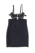 Women's Heart Embellished Mini Dress Black