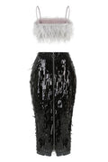 Women's Aleyna Feather Top + Sequin Skirt Set