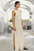 Women's Crochet Hollow Knitted Dress Ivory
