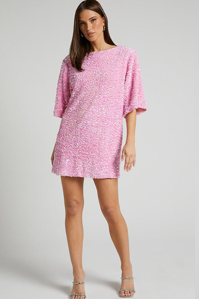 Women's Velour Sequins Mini Dress