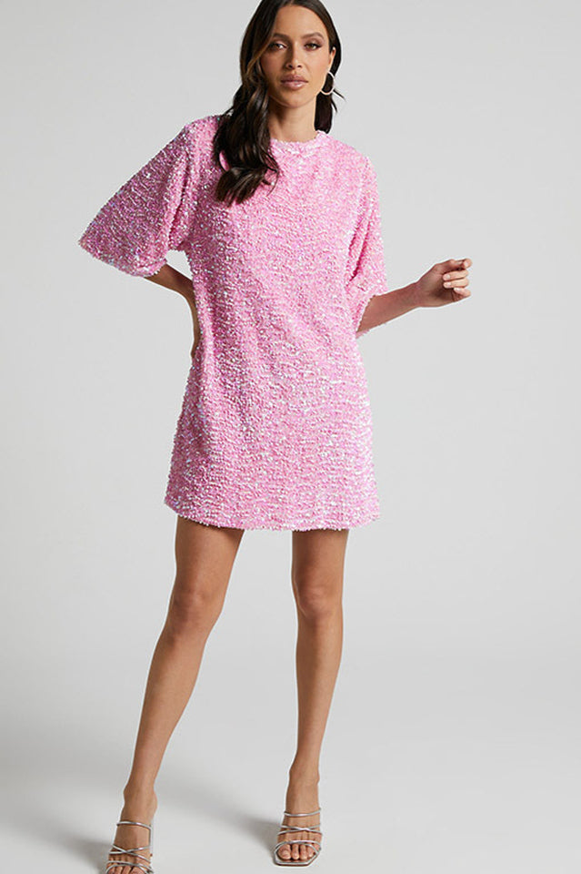 Women's Velour Sequins Mini Dress