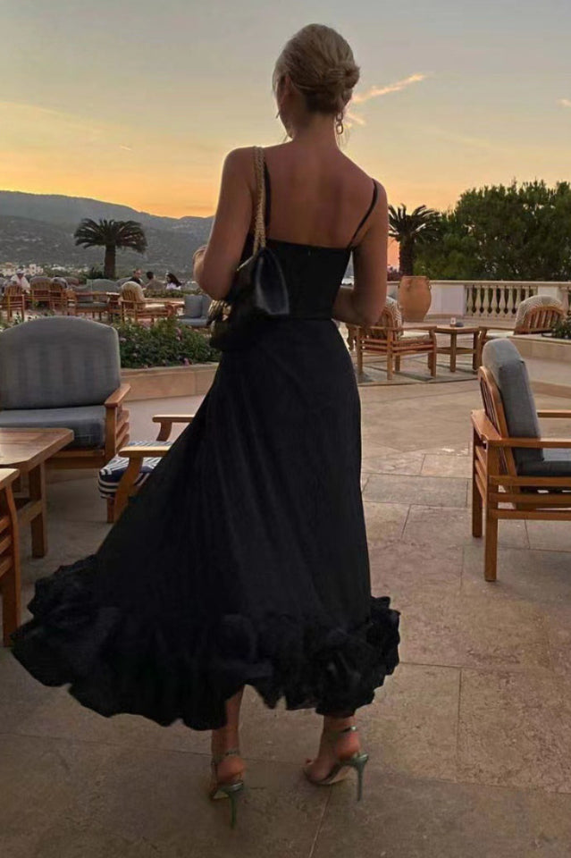 Women's Flounce Bustier Midi Dress