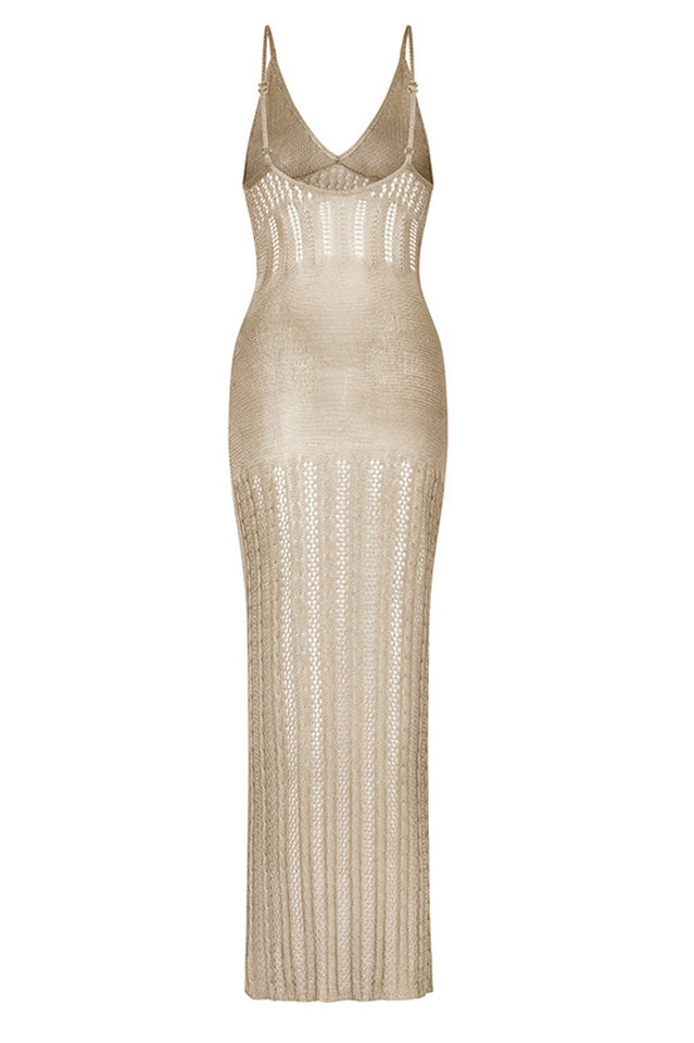 Women's Knitted Cutout V Neck Cover Up Dress