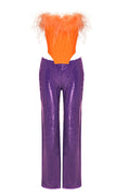 Women's Likan Crop Top Sequin Pants Set Lilac