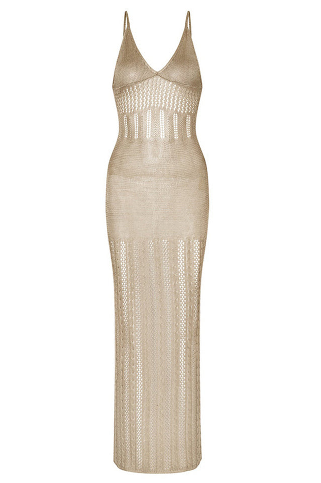 Women's Knitted Cutout V Neck Cover Up Dress