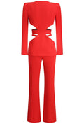 Women's Madeline Red Cutout Jumpsuit Set