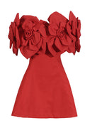 Women's Chabela Flower Off-Shoulder Mini Dress Red