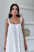 Women's Flower Embellished Slip Dress White S