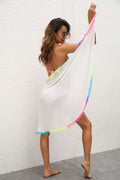 Women's Tassel Patched Irregular One Piece Beach Skirt