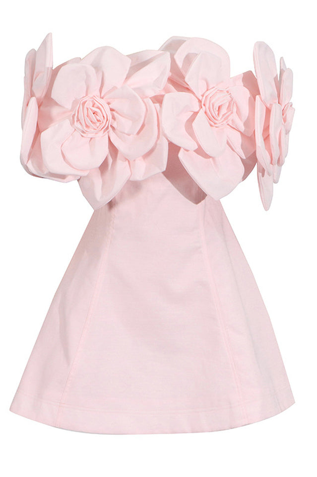 Women's Chabela Flower Off-Shoulder Mini Dress Blush