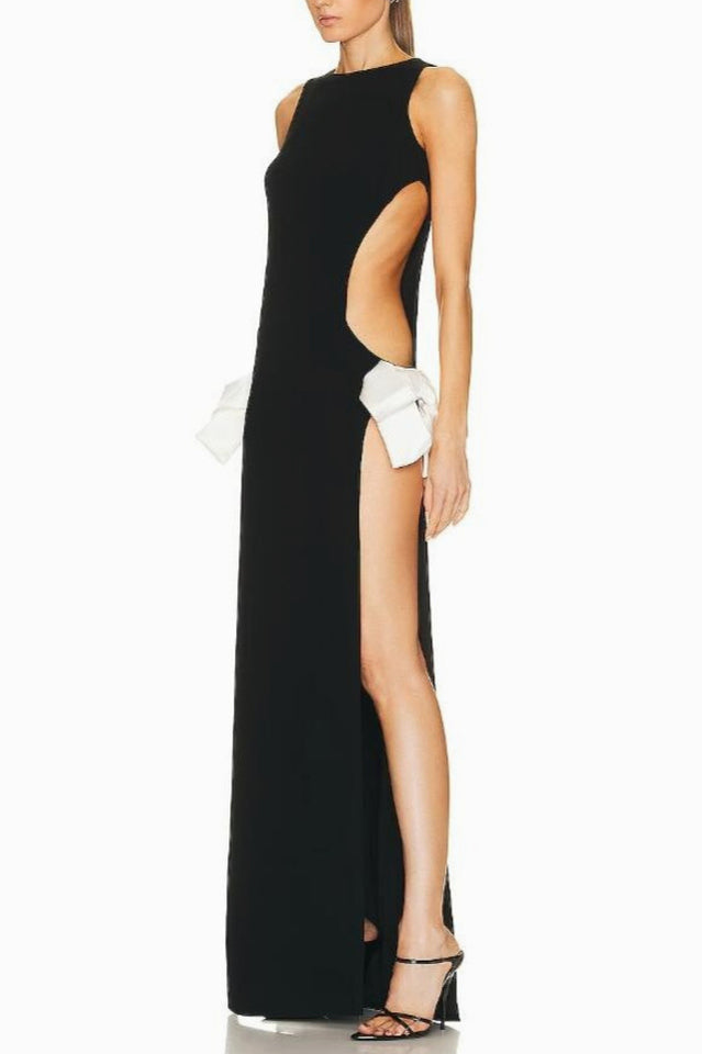 Women's Suit Bow Knitted Dress Black