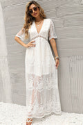 Women's Boho Beach Cover Up Dress White