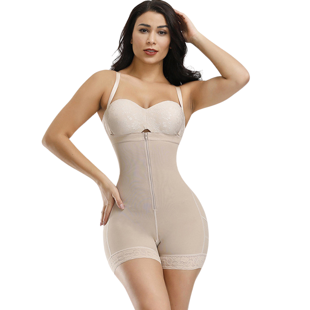 Women's Front Zip High-Waist Sculpting Bodysuit Black