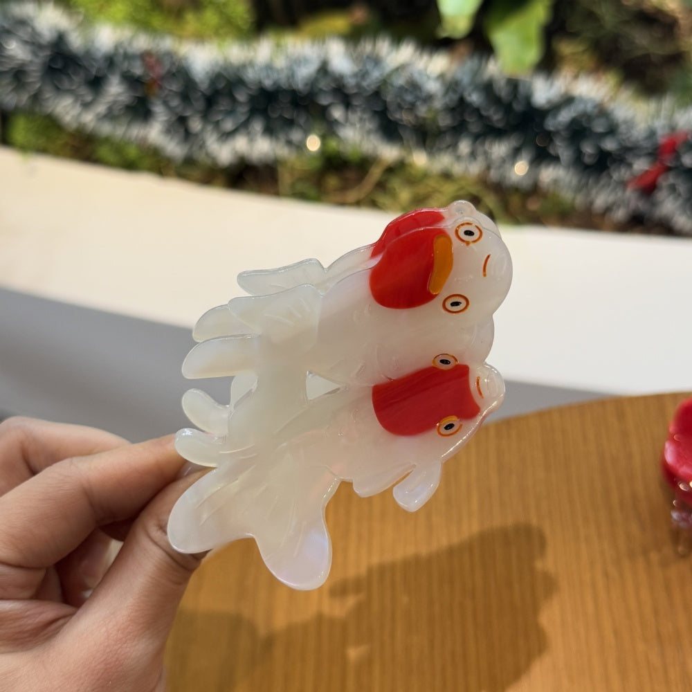 Twin Koi Ocean Series claw clip by Alorar featuring an intricate koi fish design in vibrant ocean colors.