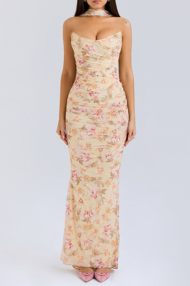 Women's Hallie Corset With Neck Scarf + Skirt Set Floral