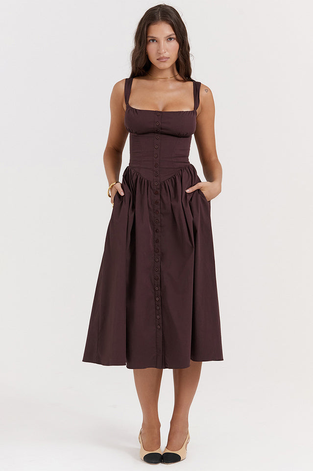 Women's Rich Brown Midi Sundress Rich Brown