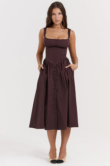 Women's Rich Brown Midi Sundress Rich Brown