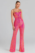 Women's Lucinda Gold Jumpsuit Hot Pink