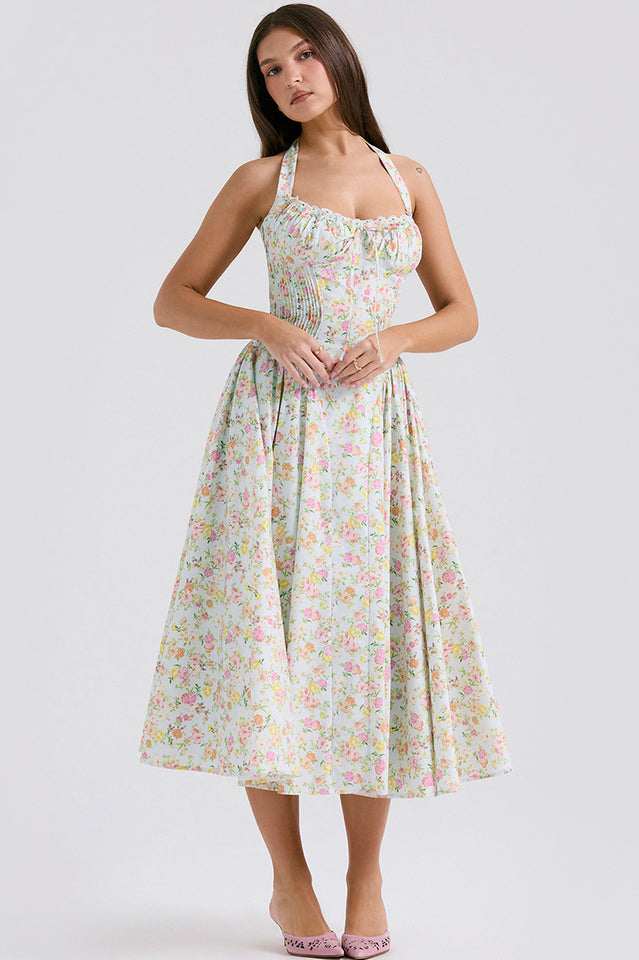 Women's Adabella Cotton Halter Midi Sundress 1#