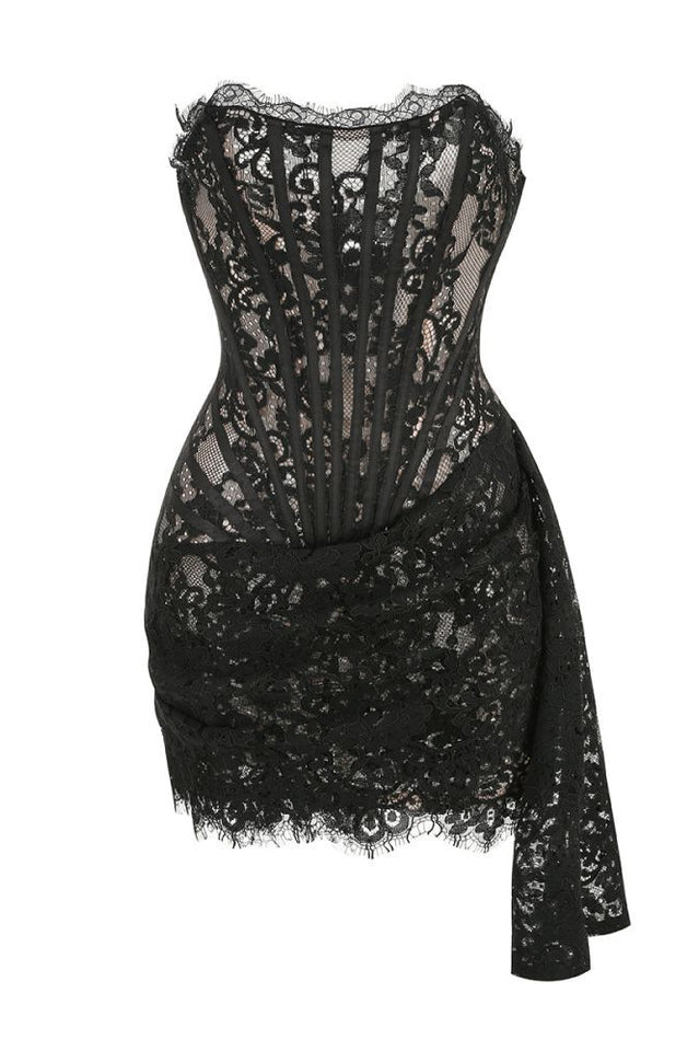 Women's Lace Corset Draped Mini Dress