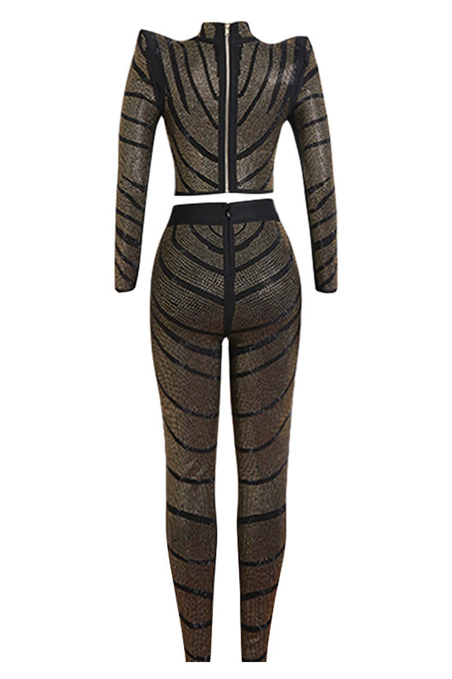 Women's Agatha Long Sleeve Rhinestone Pantsuit