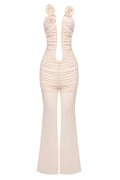 Women's Vissarion 3D Flower Pleat Jumpsuit Beige