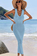 Women's Hollow Out Sleeveless Sweater Dress Blue