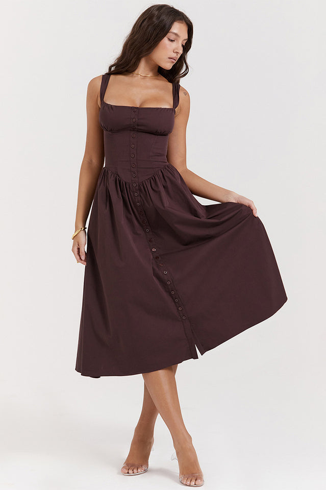 Women's Rich Brown Midi Sundress