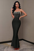 Women's Pearl Embellished Mermaid Dress Black