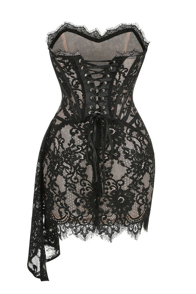 Women's Lace Corset Draped Mini Dress