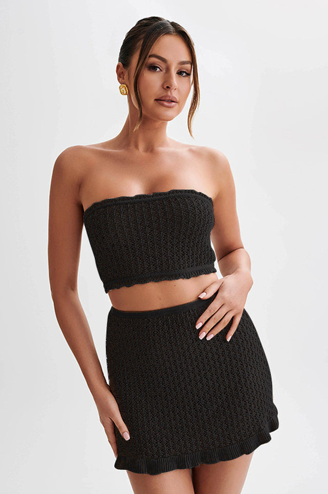 Women's Always Say Goodbye Crochet Mini Skirt Set Black