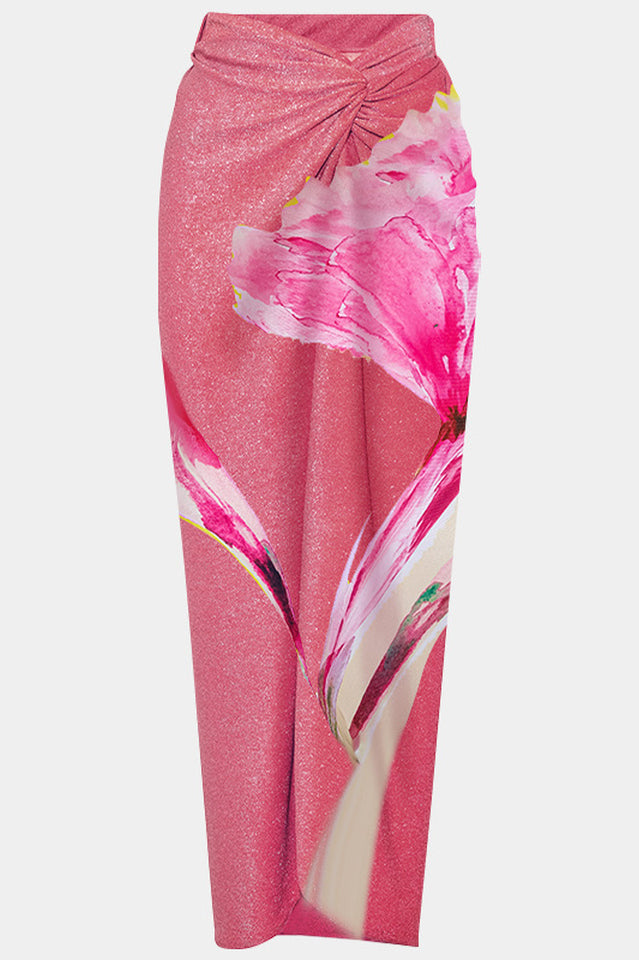 Women's 3D Flower One Shoulder Swimsuit & Skirt Set