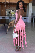 Women's Ruffle Tassel Halter Bustier Mini Dress