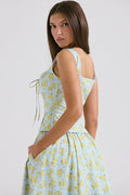 Women's Vintage Floral Print Top + Skirt Set