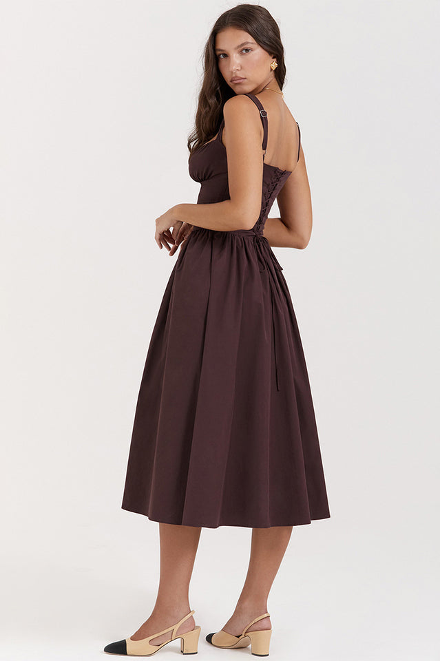Women's Rich Brown Midi Sundress