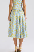 Women's Vintage Floral Print Top + Skirt Set