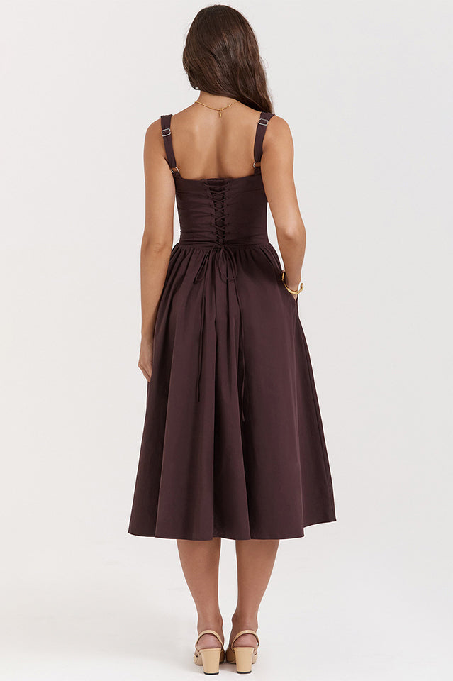Women's Rich Brown Midi Sundress